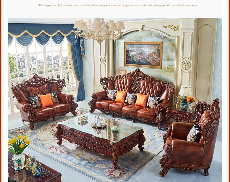 European Leather Sofa Combination Heavy Duty Durable Quality Easy Operation High Performance