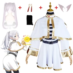 Anime Frieren kostiumy Cosplay peruka buty Anime magik Frieren sukienka szal ucho elfa impreza z okazji Halloween boże narodzenie dla kobiet dziewczyn