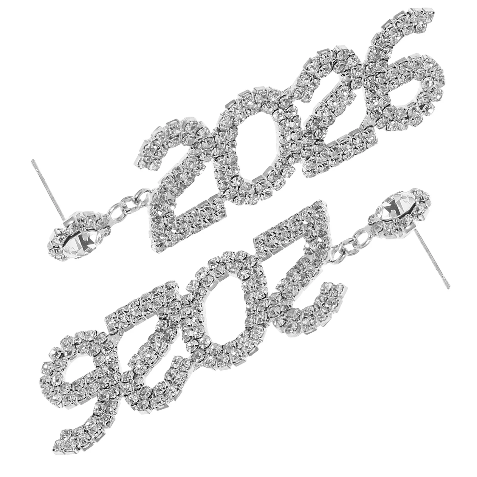 

Sparkly Rhinestone 2026 Number Earrings Long Dangle Drop Earrings Holiday Party New Year's Eve Christmas Jewelry Accessories