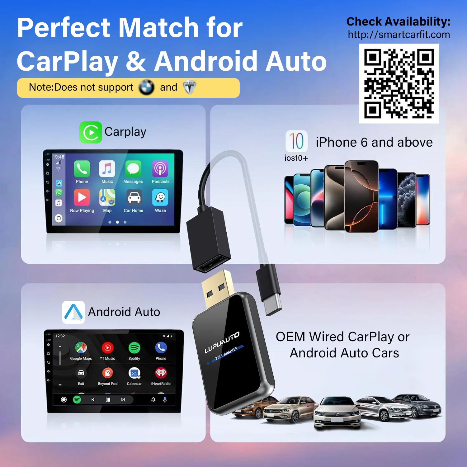 2 in 1 Wired to Wireless CarPlay Android Auto Adapter for OEM Car Stereo With USB Dongle Mini Box Plug and Play Bluetooth view 8