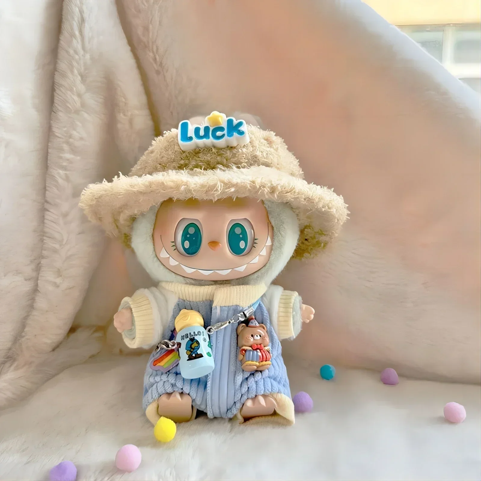 

For labubu Kleding Outfit Accessoires Pop Jurk Kleding Ontwerp Plaid Set DIY Mini Poppen Kleding Meisje Cadeau