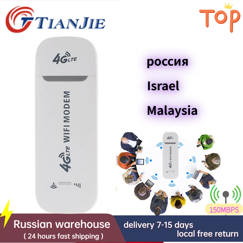 

TIANJIE Wireless 4G WiFi Router Any SIM Card Networking Portable Wi-fi LTE USB 3G Modem Pocket Hotspot WI FI Dongle Adapter