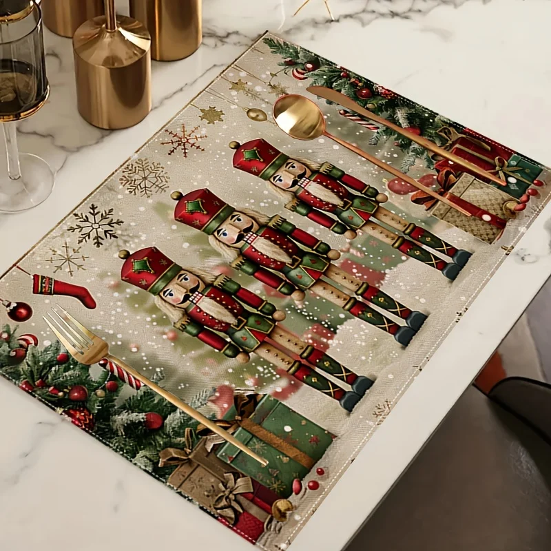 

VIKAMA 4/6/8/10-Piece Christmas Nutcracker Soldier Placemats Festive Dining Kitchen Table Party Decorations Home Decor