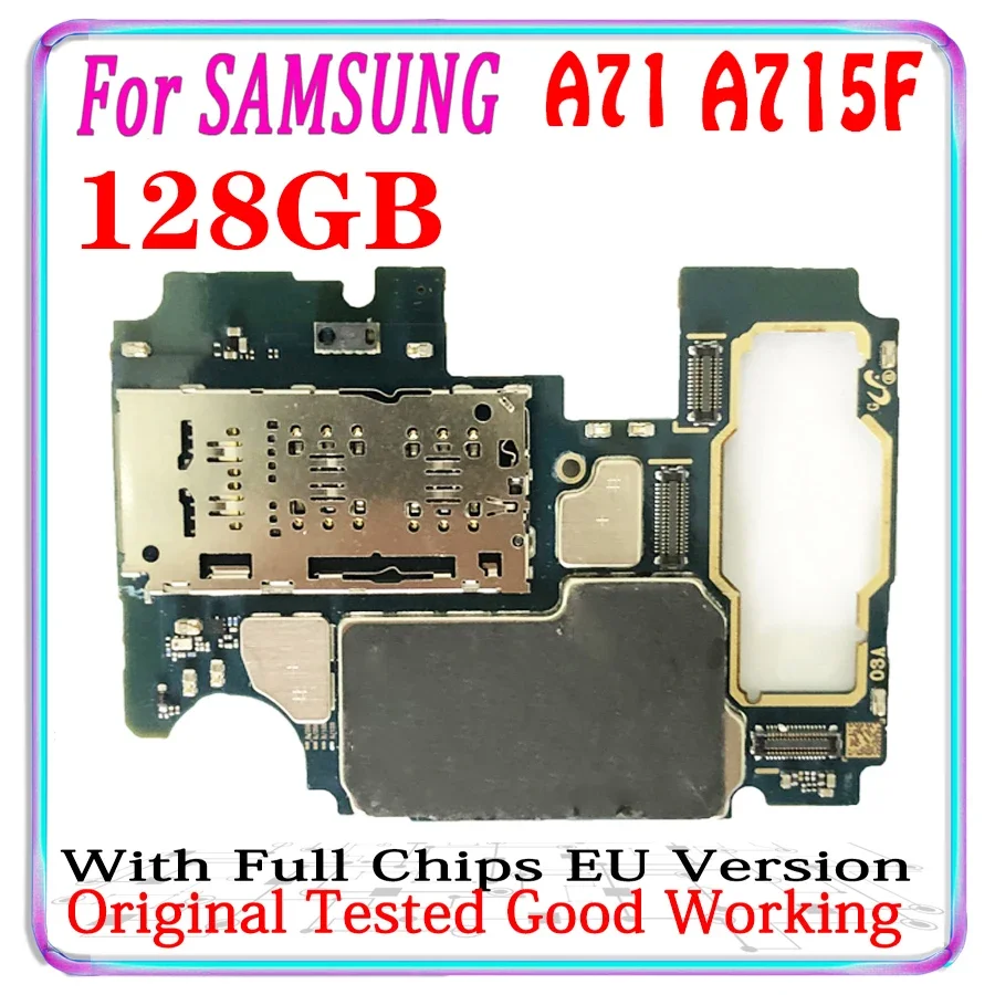 Eu Version for Samsung Galaxy A71 A715 128GB Motherboard logic board mother main Circuit Flex Cable Board Plate A71 A715F 2 SIM