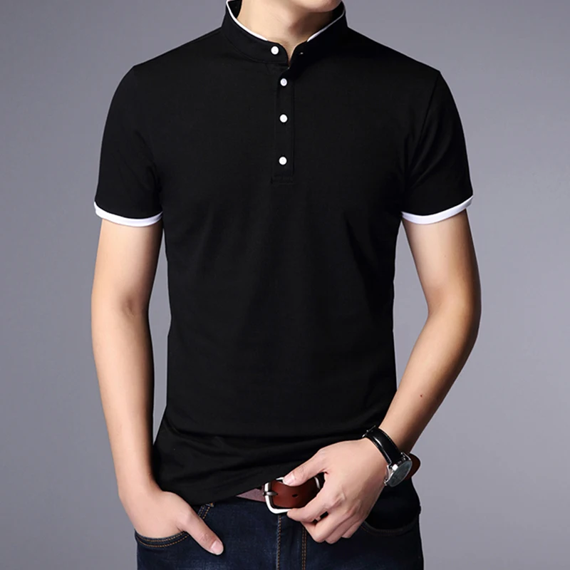 Men\'s Business Casual Polo Short Sleeve T-shirt Summer Comfortable and Breathable Solid Cotton Top