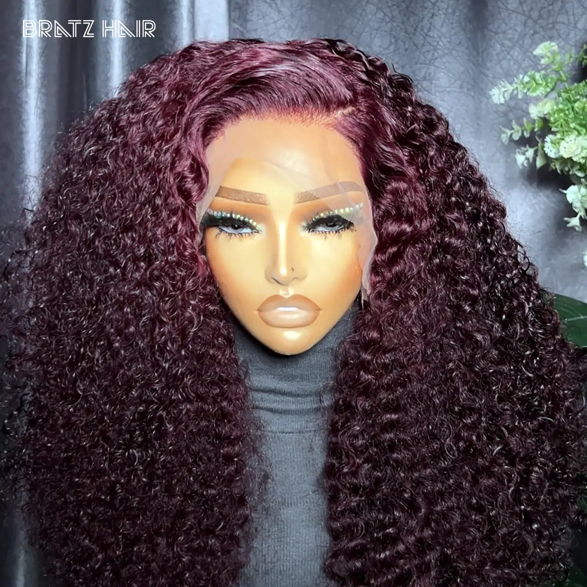 

450 Density Burmese Curls Wine Color Wig Human Hair 13x4 Kinky Curly Lace Frontal Wigs Pre Plucked 4x4 5x5 Drak Burgundy Wigs