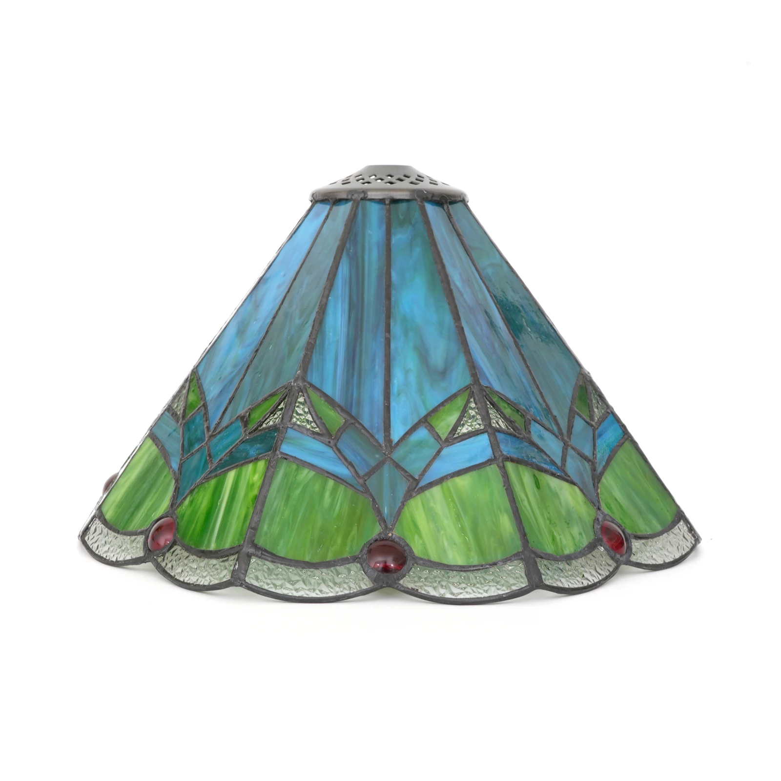 Tiffany Style Stained Glass Lamp Shade Replacement Green Mission Lampshade Only with Cap Fit for Pendant Light,Ceiling Fixture