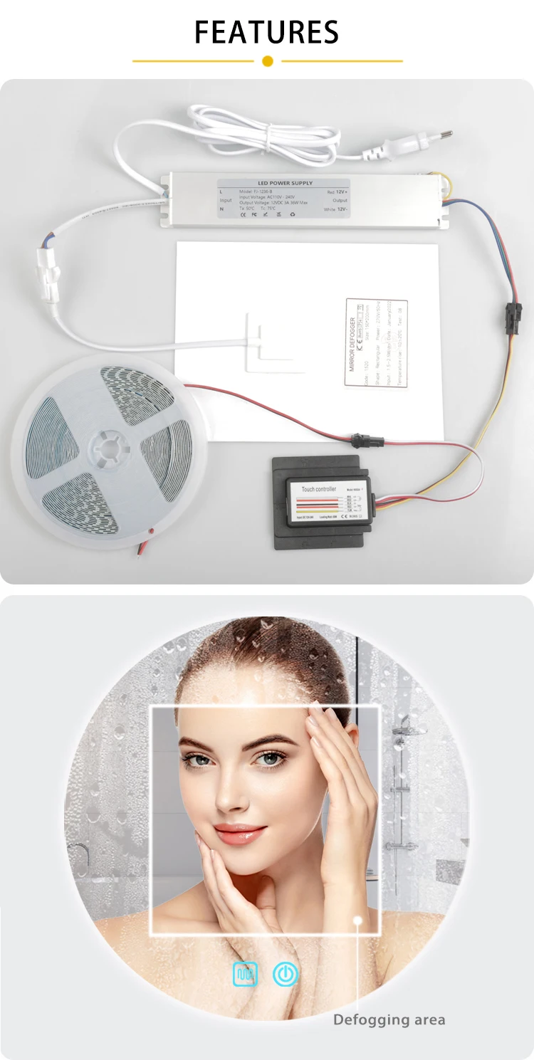DC12V 36W LED-Beleuchtungs-Treibertransformator mit eingebautem Entfeuchtungspad-Relais für Badezimmerspiegel, spezielle Entfeuchtungs-Stromversorgung – Detail 5