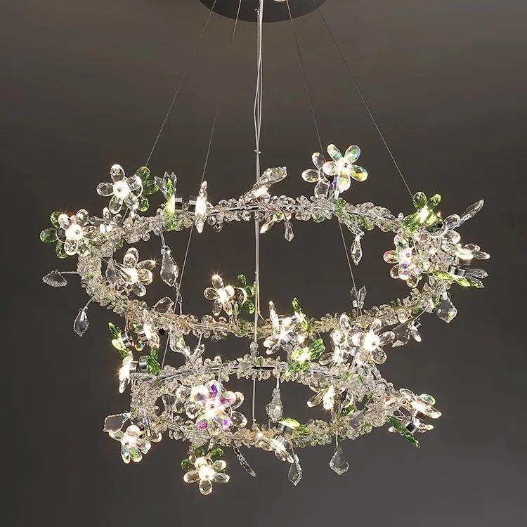 Simple light luxury living room crystal chandelier villa personalized French creative restaurant luxury art lamps