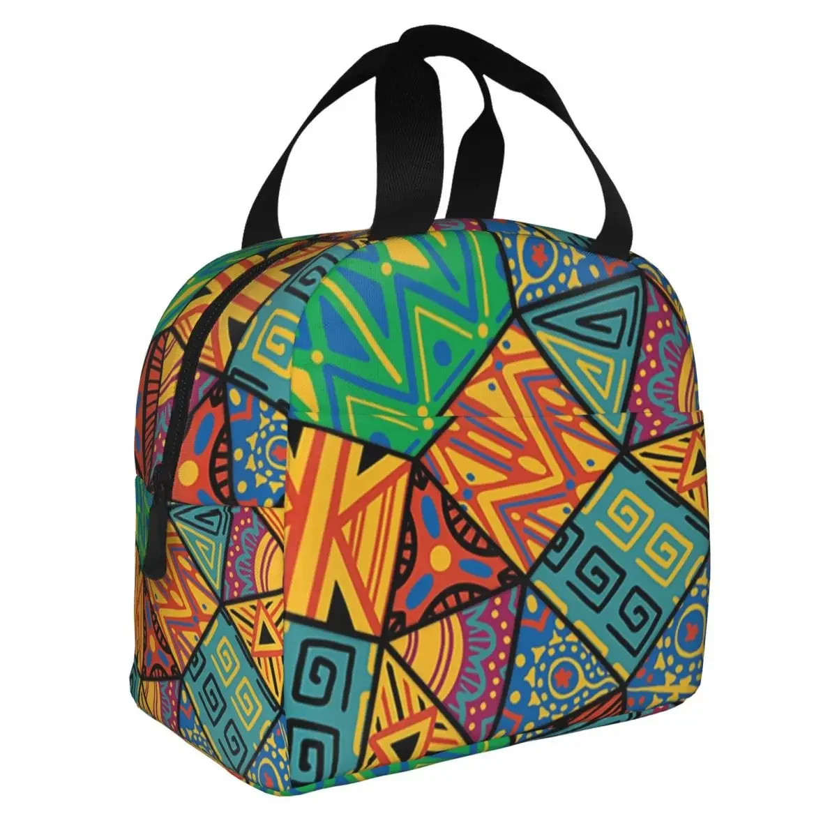 African Kitchen Montage Insulated Lunch Bags Women African Tribal Art Portable Cooler Thermal Food Lunch Box Work School Travel