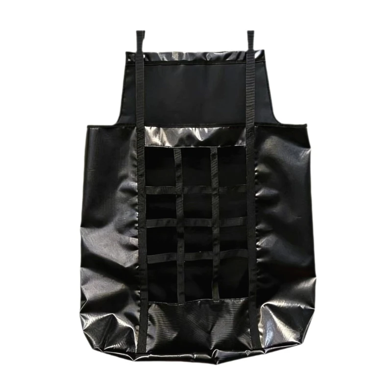 Hängende Pferdefuttertasche mit Frontöffnung, schwarze Tasche für Pferde, 23,6 x 28,0 Zoll Futteraufbewahrungstasche für Stall – Detail 1