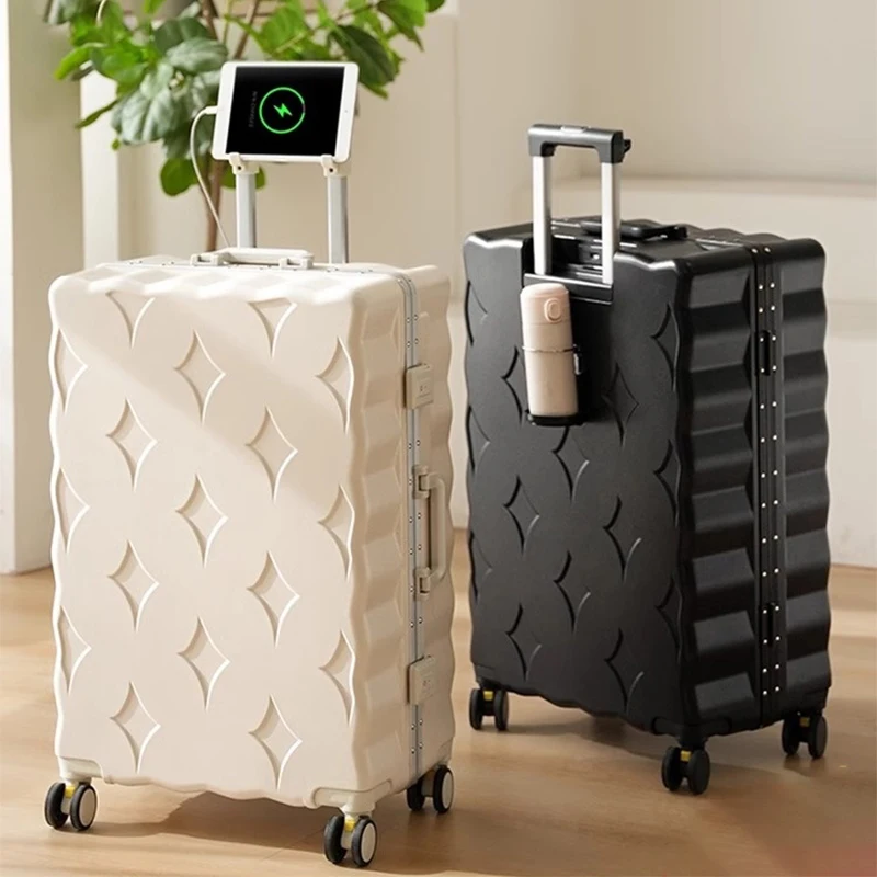 20 Inch Travel Carry-on Suitcase 28 inch Large-Capacity Multi-Function USB Charging Port Trolley Zipper Aluminum Frame Lockbox