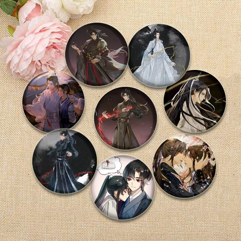 

The Husky and His White Cat Shizun Erha He Ta De Bai Mao Shizun Brooches Mo Weiyu Round Pins Chu Wanning Mo Ran Cartoon Badge