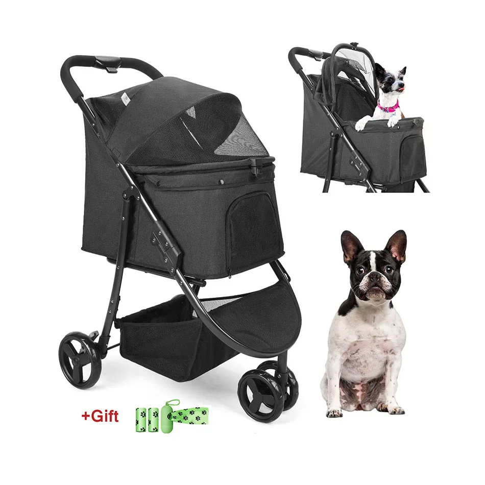 Pet Stroller Aluminum Tube Pull Rod Detachable and Detachable Lightweight Outing Puppy Stroller Suitable for Small Dogs and Cats