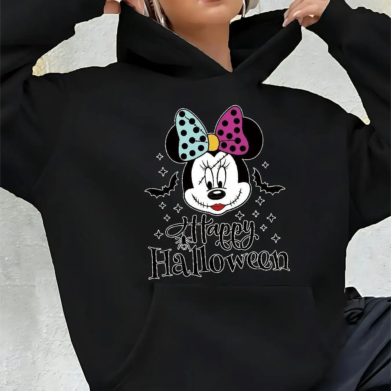 

Женские толстовки с капюшоном Disney Minnie Mouse, модная уличная одежда большого размера, толстовки унисекс, осенне-зимние флисовые повседневные универсальные