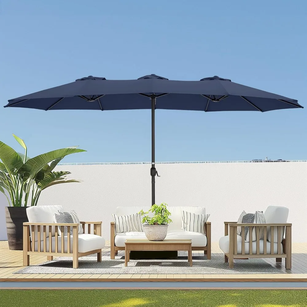 

15ft Double Sided Patio Umbrellas with 138lbs Base Included - Rectangle Extra Large Outdoor Umbrella, Oversized Market Table Umb