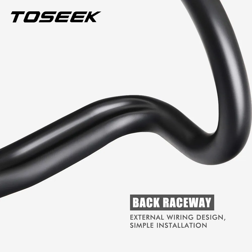 Toseek Racefiets Carbon Stuur Verminderen Weerstand Gebogen Bar Versterken Fietsonderdelen 400/420/440Mm Externe Routing Zwart Mat