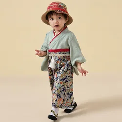 2025 nieuwe collectie kinderen Japanse kimono baby meisjes jongens traditionele kleding bloemenprint patchwork kleuren yukata festivalkleding
