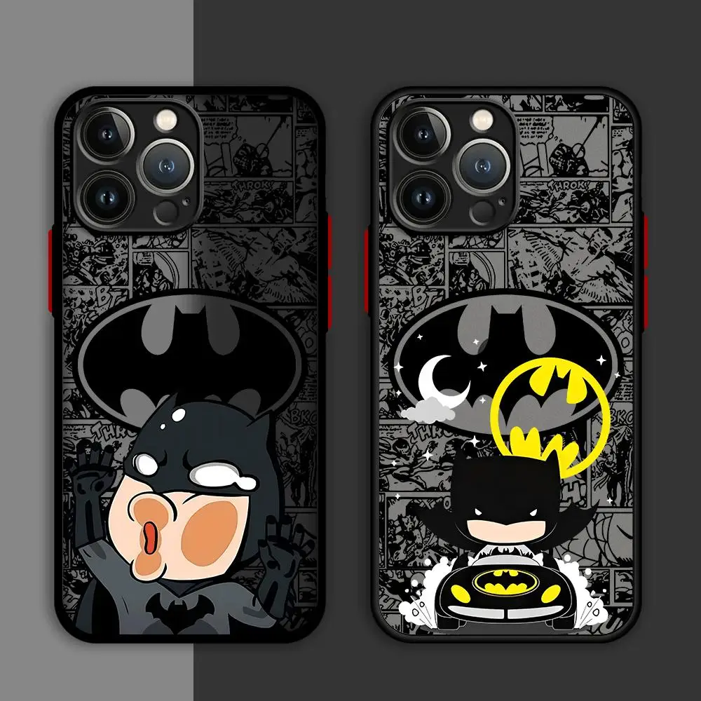 Cute B-Batman Phone Case for Apple iPhone 15 Pro Max 13 14 Plus 12 Mini 11 Pro XR 8 SE 7 6S XS MAX Matte Shockproof Armor Cover