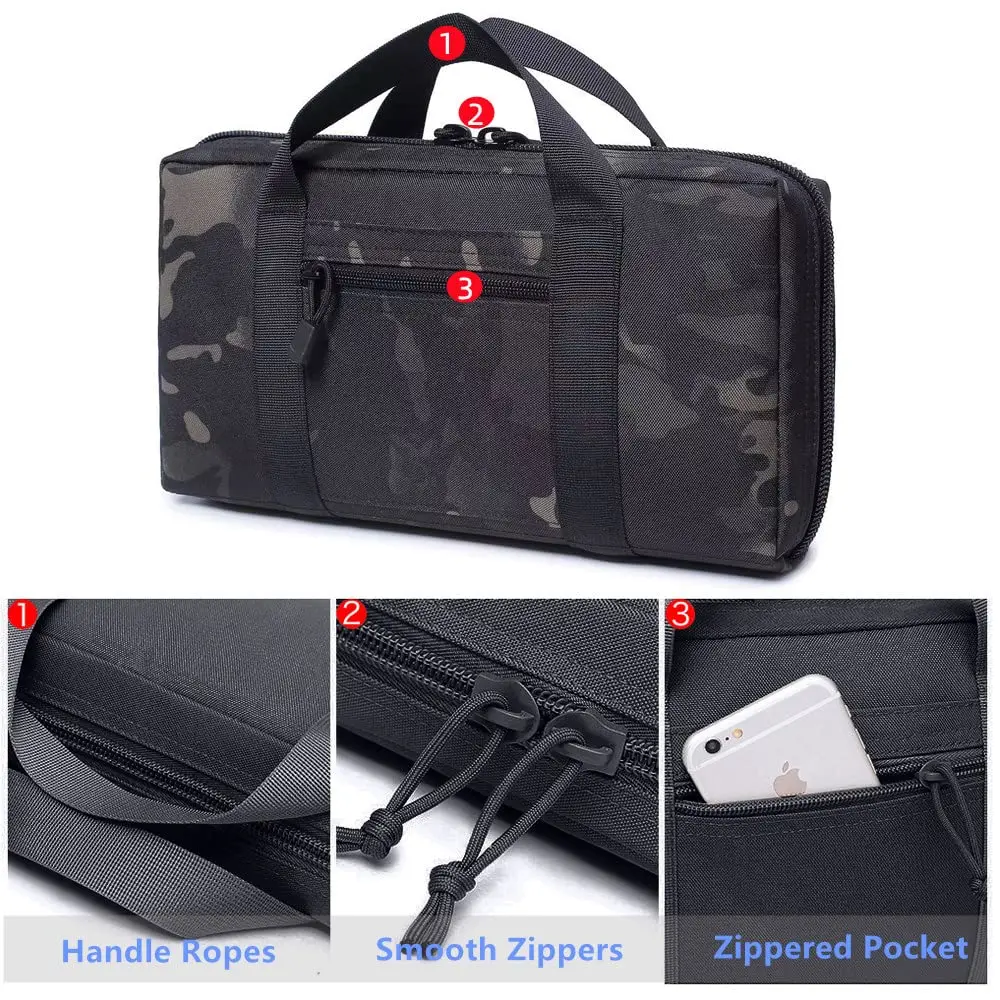 Tactical Gun Range Bag Shooting Pistol Bag Handgun Compact Duffle Bag Gun Case Bag Hunting Handguns and Magazines Storage Bag