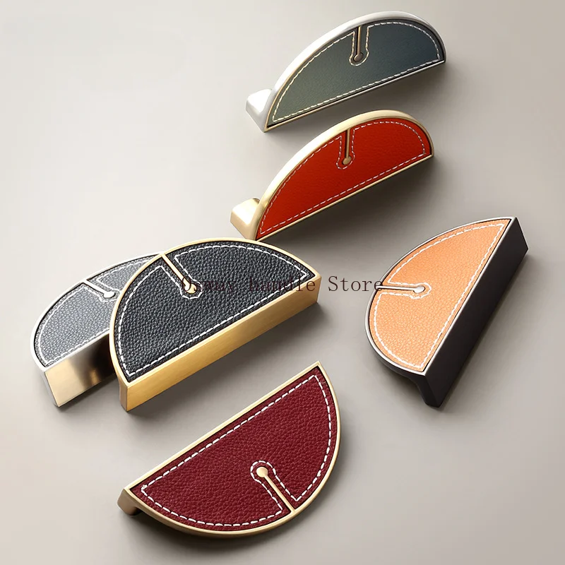 European style ins style furniture semicircular leather handle