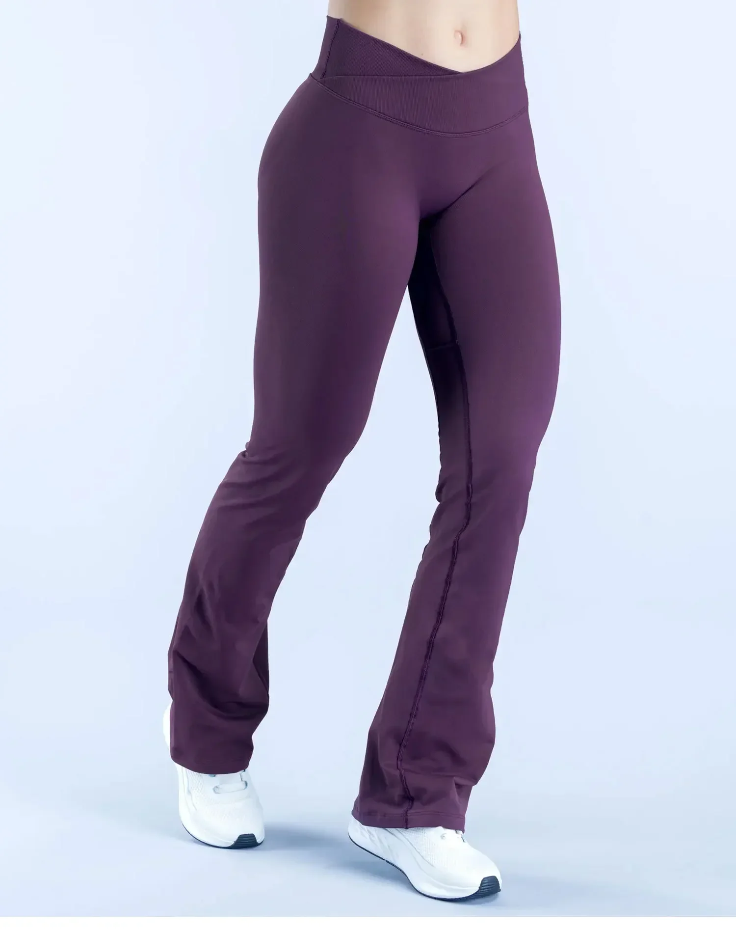 Logo Damen Nahtlose Yoga-Schlaghose mit Kreuz-V-Rippenbund und verstecktem Scrunch-Effekt Fitness-Leggings – Detail 32