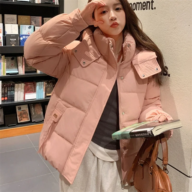 

Winter Jacket Women Outerwear Korean Clothes Women Coat Short Student Hooded Loose Cotton Padded Jacket Ladies Parkas Overcoat
