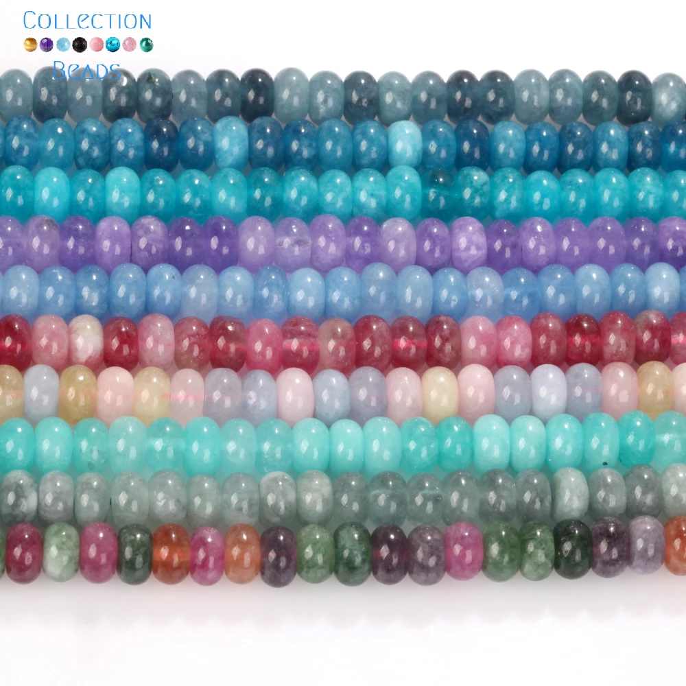 5x8mm Natural Stone Beads Aquamarine Amethyst Tourmaline Rondelle Loose Beads For Jewelry Making DIY Bracelets Accessories 15\'\'