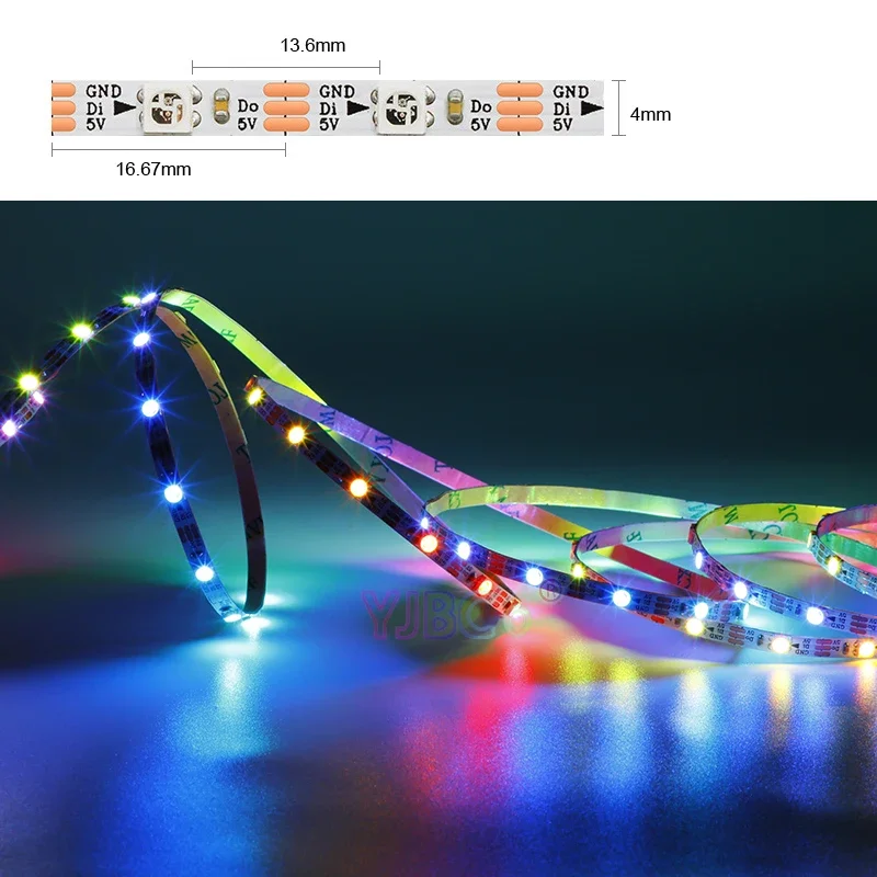 Imagem -02 - Fita Led Light Strip Lado Estreito Fita Rgb Luz Ip30 Sinal Ttl Pcb dc 5v 1m 5m 1m 5m 144leds m 60leds m Smd 3535 mm Pcb