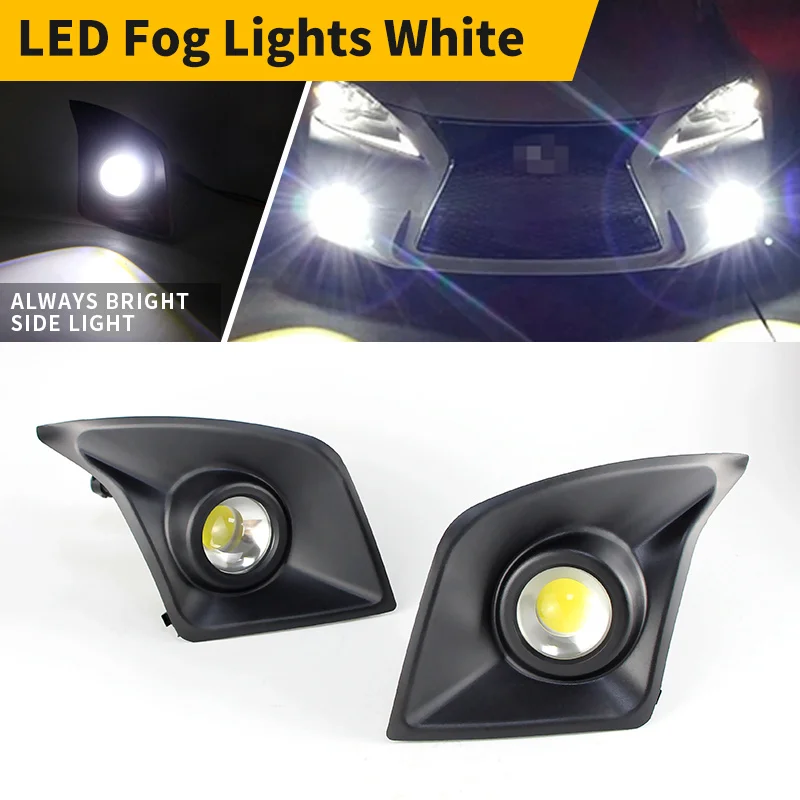 

2PCS LED Fog Lamp Lights Assembly High Power LED Projector 6000K White For Lexus IS250 14-15 IS350 2014-2016 IS200t IS300 2016