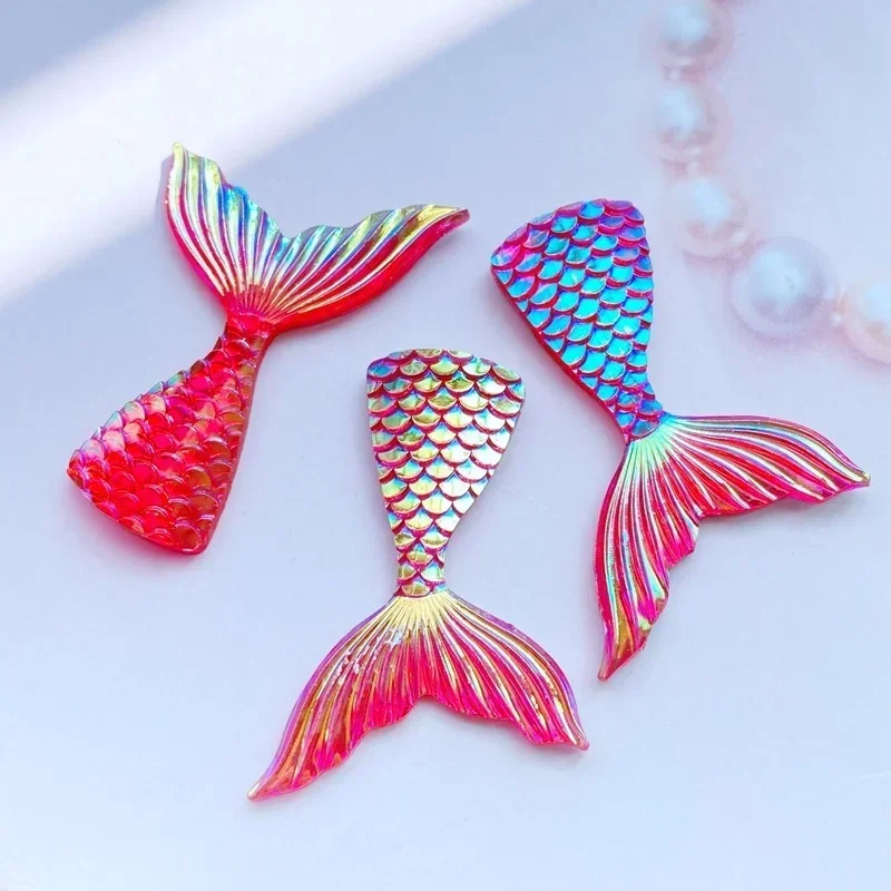 5pcs/set DIY Resin Plated Bottom AB Mermaid Tail Earrings Necklace Bracelet Clothes Decoration Accessories