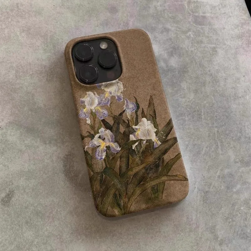 حافظة هاتف بنمط زهرة القزحية الأدبية والأنيقة لهاتف آيفون 16 15 14 11 12 13 Pro Max Plus
