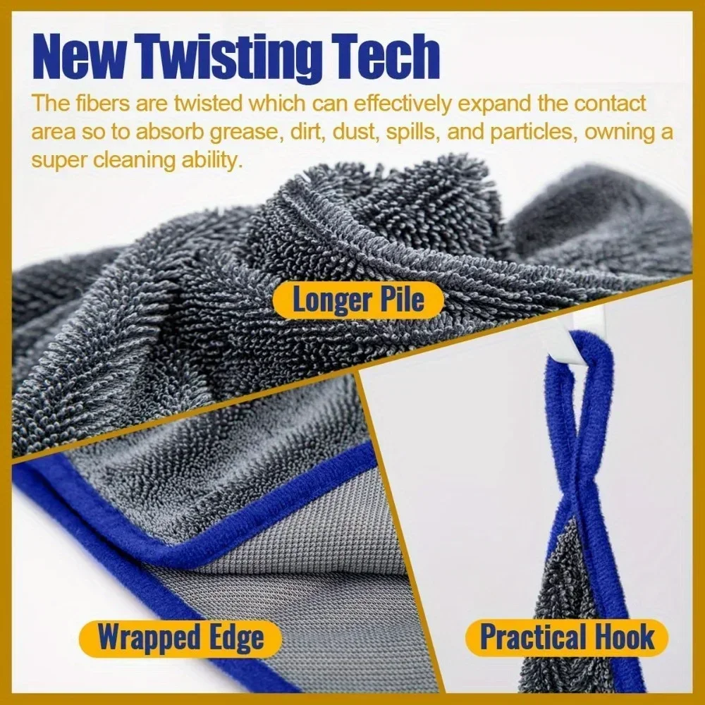 2025 جديد 1 قطعة قماش تفصيلي جاف ناعم جدًا 24 × 35 بوصة منشفة سيارة كبيرة-ماصة للغاية غير قابلة للتساقط بدون شريط سريع