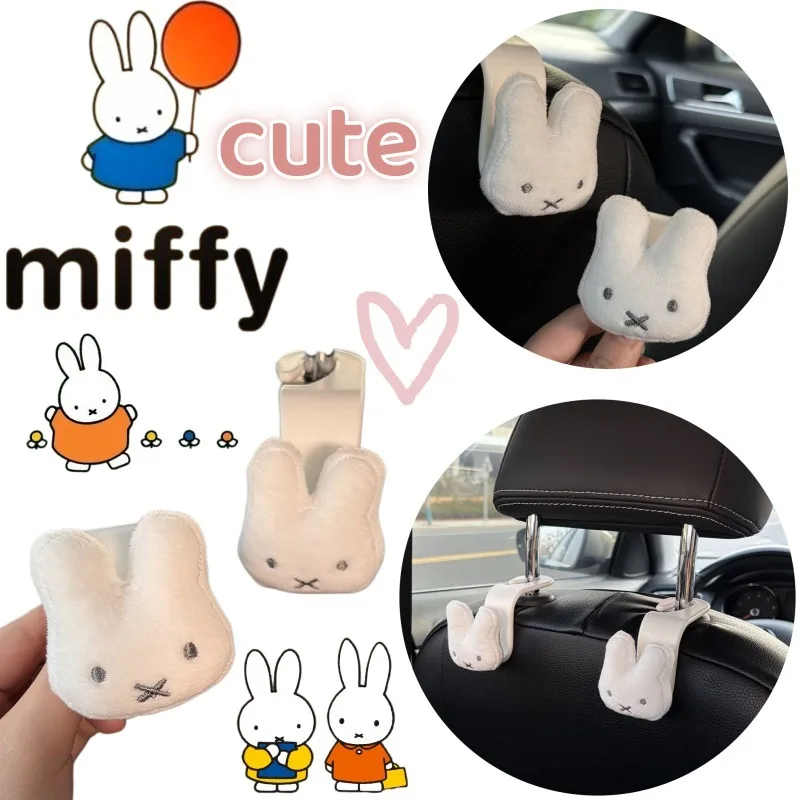 Miffy creative car hook with  cartoon rabbit print multifunctional high-value backseat hook fashionable car interior decoration