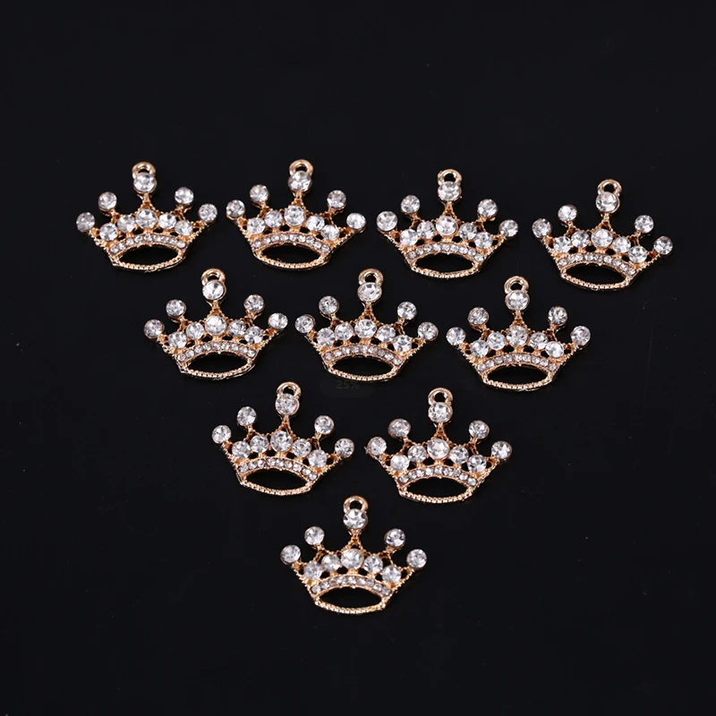 

10Pcs/Set Alloy Crystal Small Crown Charms Pendant DIY Craft Jewelry Making