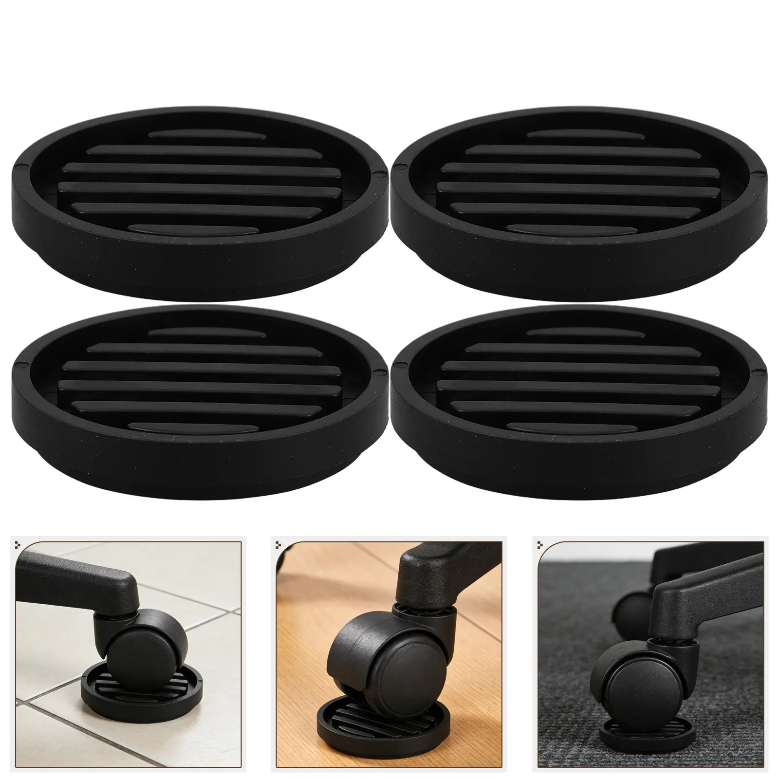 4Pcs Non Slip Rubber Furniture Caster Cups for Office Chairs Tables Hardwood Floors Carpet Tile Floor Protectors Anti Skid