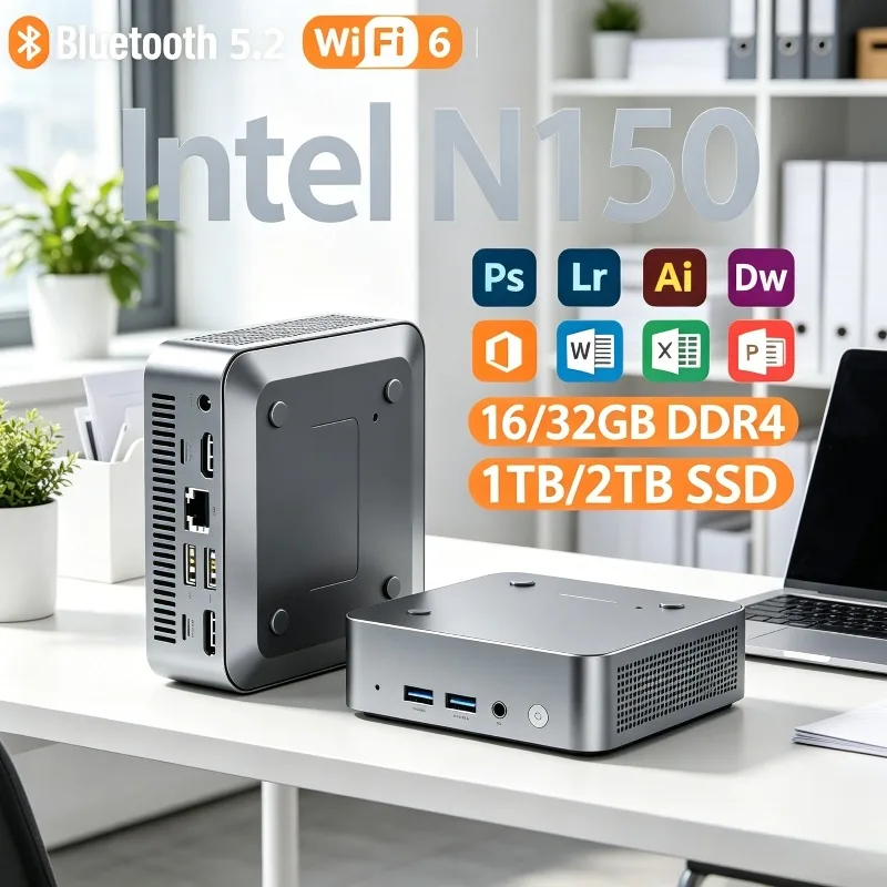 Intel N150 16GB RAM, 1TB/2TB SSD, WiFi6, Windows 11, 2026 NEW Mini PC Desktop Office Computer Portable Gaming PC