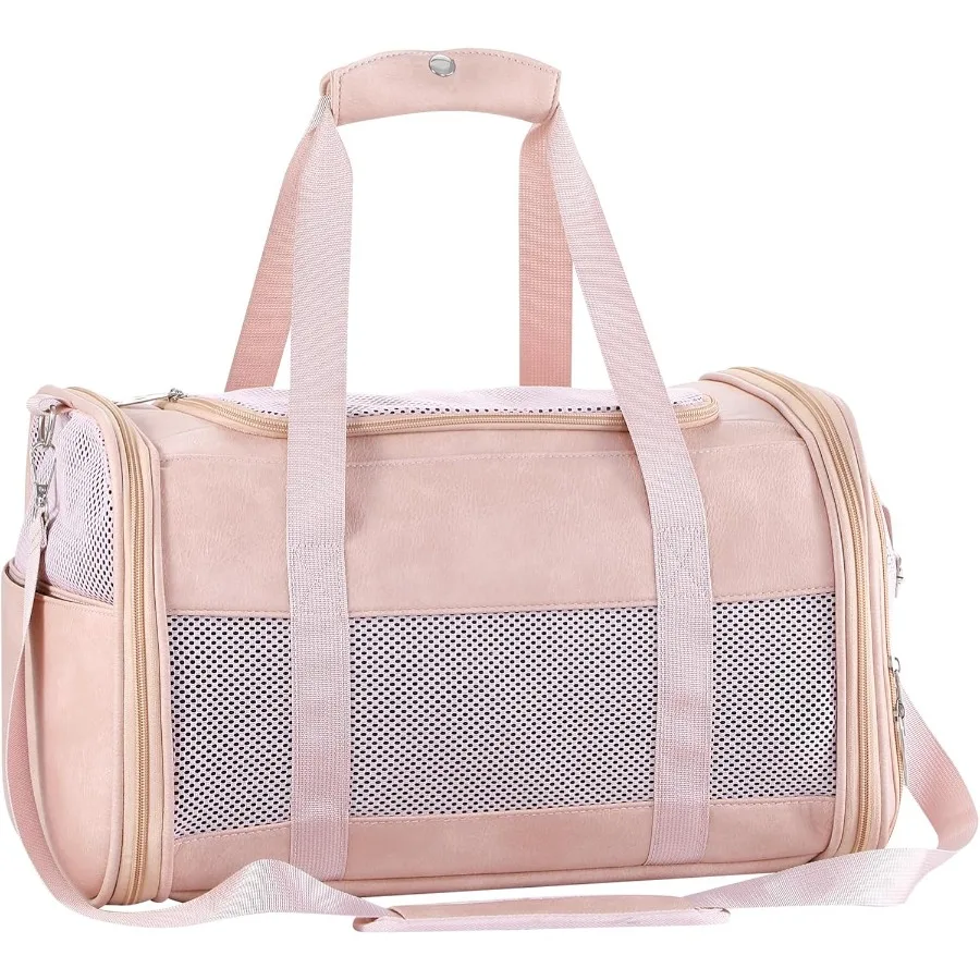 

Fashion Leather Dog Carrier Airline Approved Soft Sided Pet Bag for Puppy Kitten Small Animals Pink Ideal for Travel Shopping a