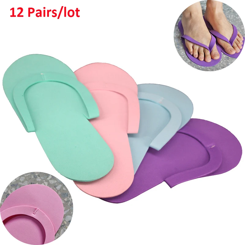 12 Pairs Disposable Foam Slippers Manicure Spa Pedicure Sandals Foam Pedicure Slippper For Salon Spa Pedicure Flip Flop Tools