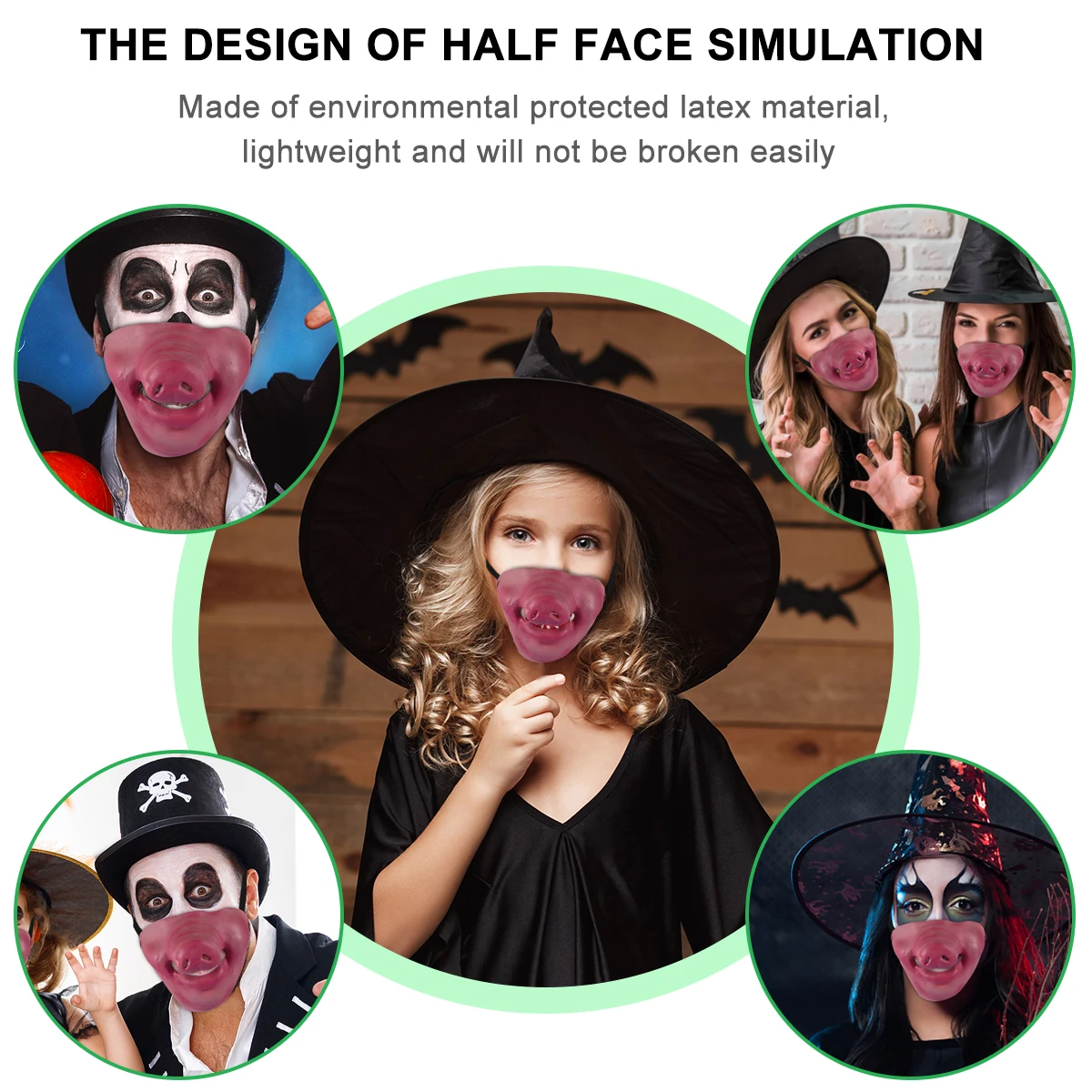 

Half Face Mask Prank Costume Halloween Scary Pig Cosplay Horrible Masks Emulsion