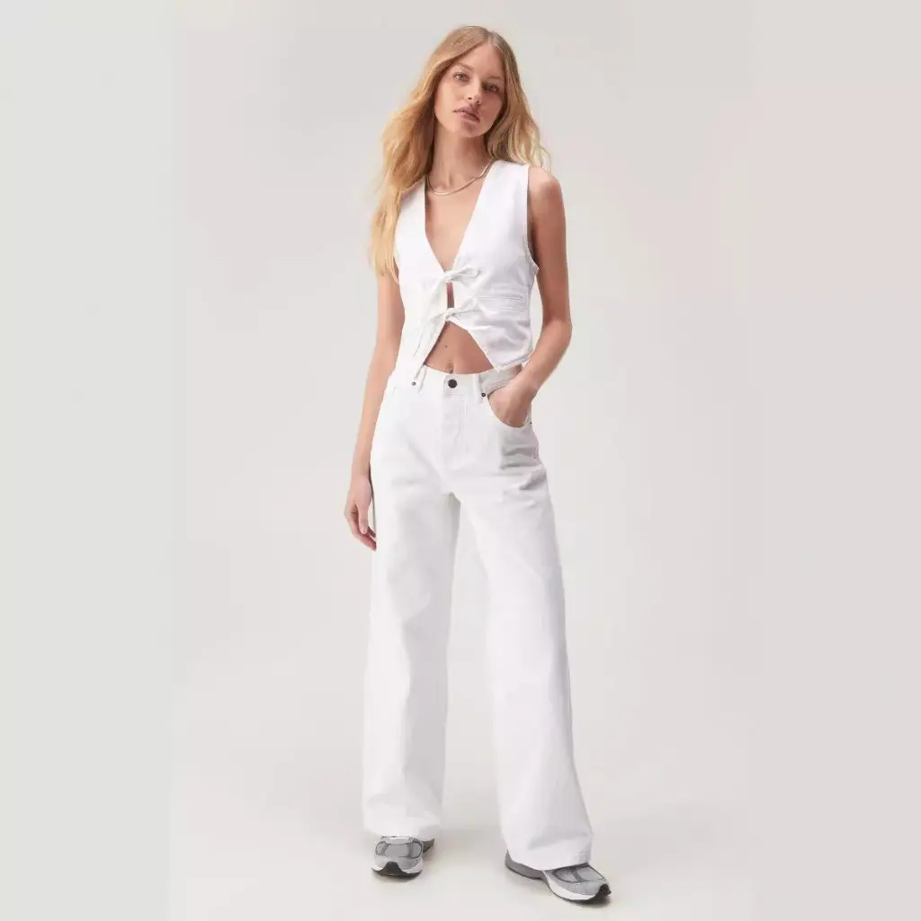 

Spring Summer Deep V Vest Women's Denim Fashion Sweet Style Imported from Europe And America Fresh Look