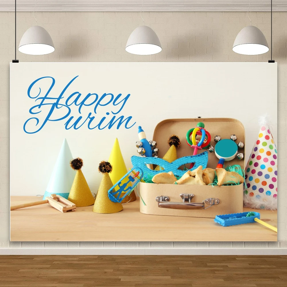 Rosh Hashanah Happy Purim Backgrounds for Photographs New Year Mask Carnival Festivals Party Decor Baby Portrait Backdrop Props