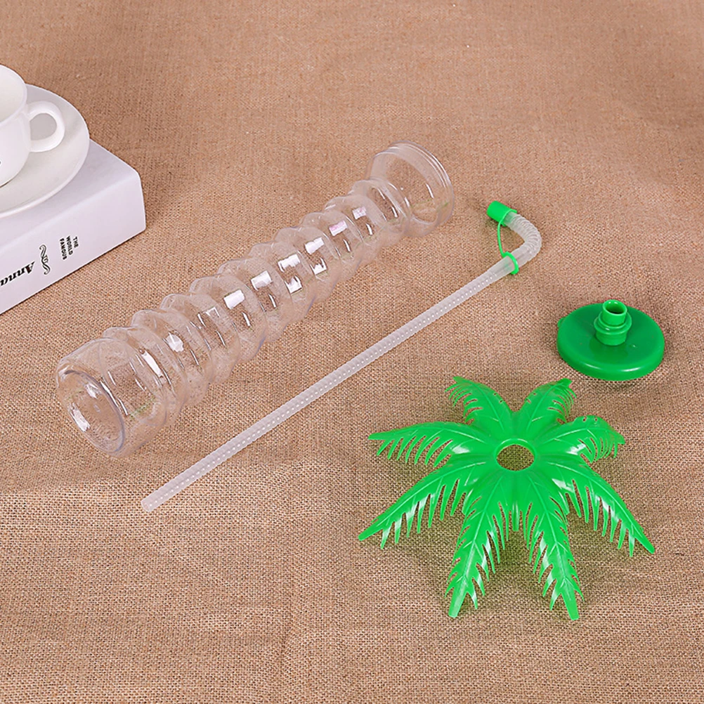 

5 Pcs Coconut Tree Straw Cup Drinking Bottle with Water Cups Hawaiian Party Cover