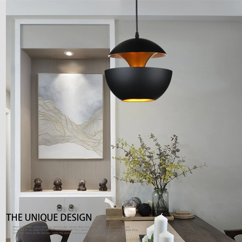 Nordic Original Style Iron Medieval Pendant Light for Restaurant Homestay Elegant Ultra-Thin Metallic Luster Hanging Chandeliers