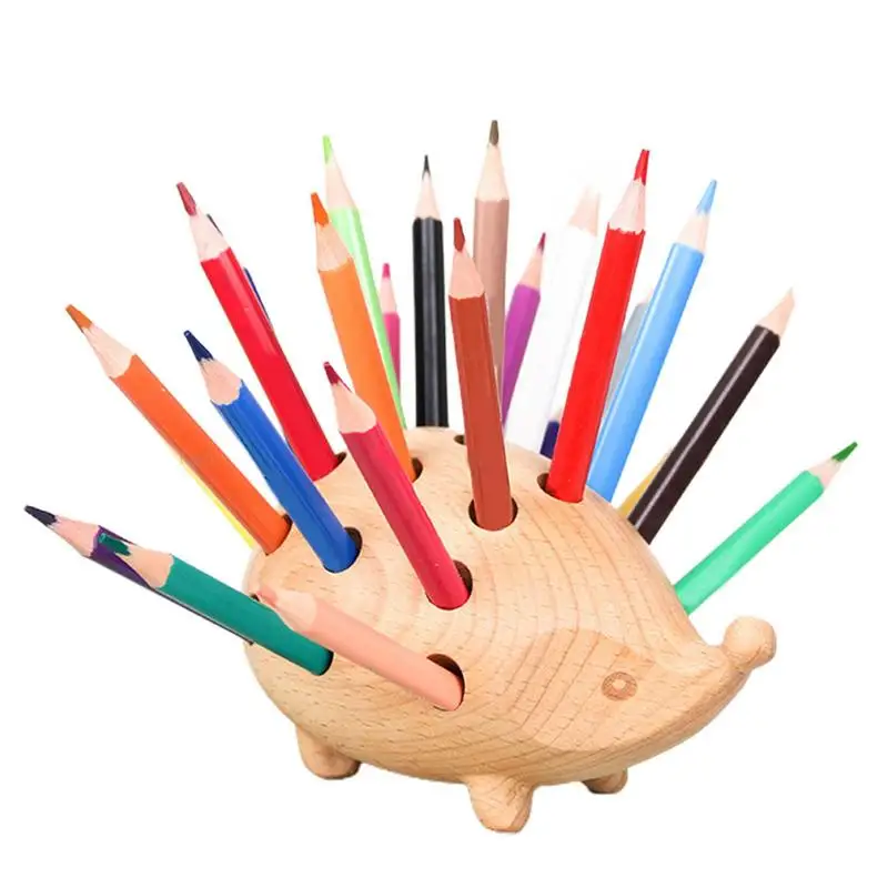 

Hedgehog Pen Cup Creative Pen Holder With 24 Color Pencils Hedgehog Shape Pen Cup For Desk Office Desktop Stationery Organizer