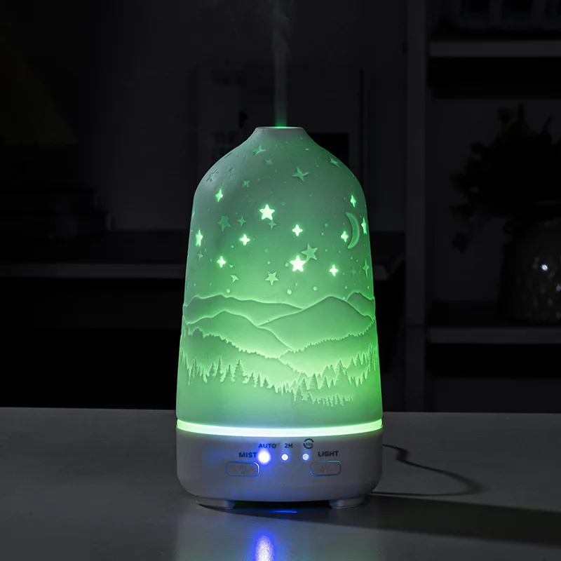 

Mountain Forest Star Moon Series Ceramic Humidification Aromatherapy Machine Colorful Night Light Ultrasonic Essential Diffuser