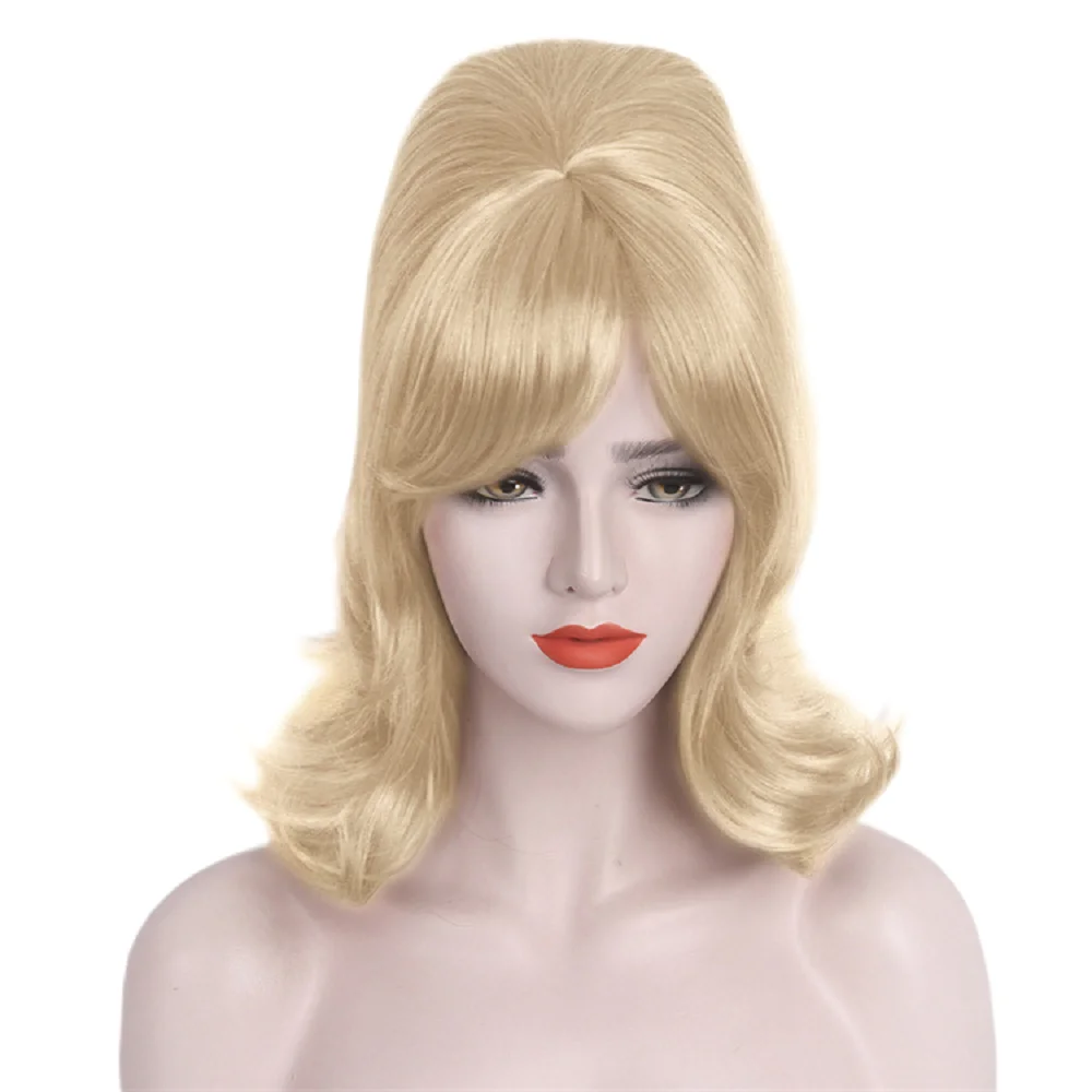 Vintage 1960s 1970s Wig Blonde Diagonal Bangs Antique Wig Headcover Wig Party Stage