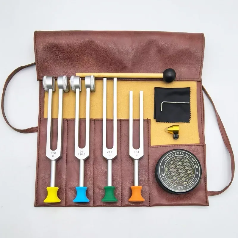 

Therapeutic Tuning Fork Set 128C/0M136.1/ 256C/384G HZ Tuning Forks Sound Healing Meditation Professional Musical Instrument