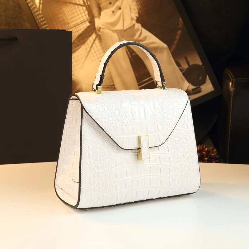 

Casual Chic Crocodile Pattern Leather Handbag Single oulder Crossbody Bag for Women adient Design Mom Bag