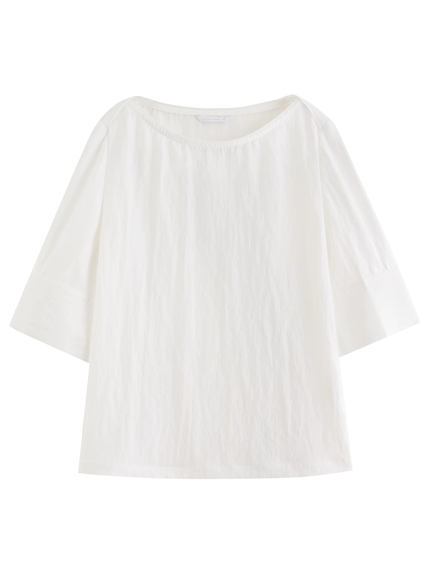 DUSHU Koszula do pracy na jedno ramię, nowa kolekcja jesień 2025, prosta, luźna bluzka z rozcięciem i rękawem trzy czwarte, model 25DS83195